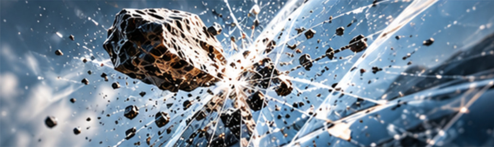 Concept illustration of protection from a stone striking glass