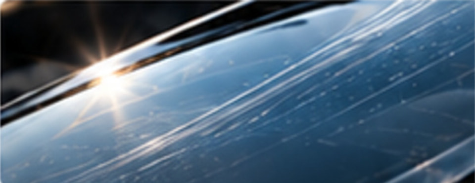 Illustration of a scratch-resistant automotive glass surface