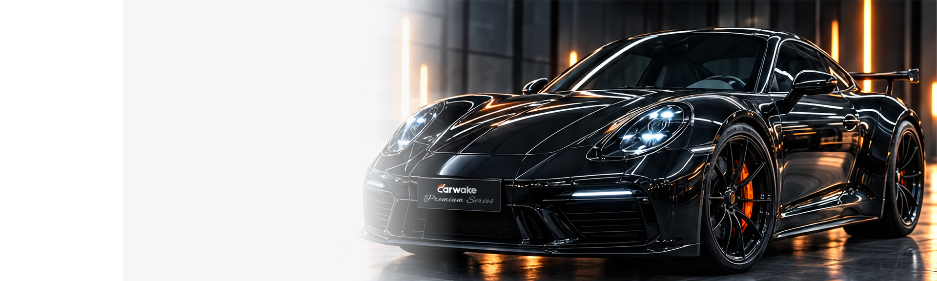 Black sports car showcasing the CARWAKE Premium Series finish